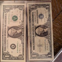 Two Star Note One Dollar Bills