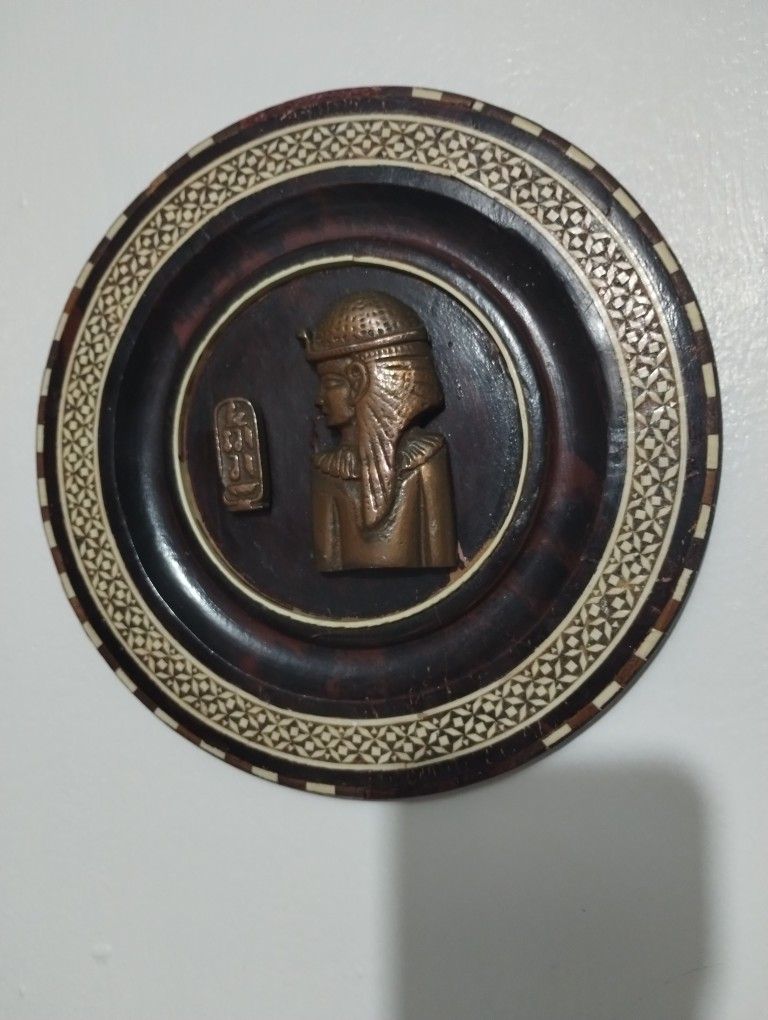 VINTAGE EGYPTIAN COPPER - WOOD WALL ART - PLATE 9" - G66