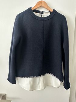 womens sweater with blouse bottom attached