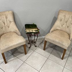 Accent Chairs 2 Beige Color Decent Shape No Broken Pieces No Rips 