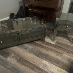 Dark Coffee Table And Side Table Set 
