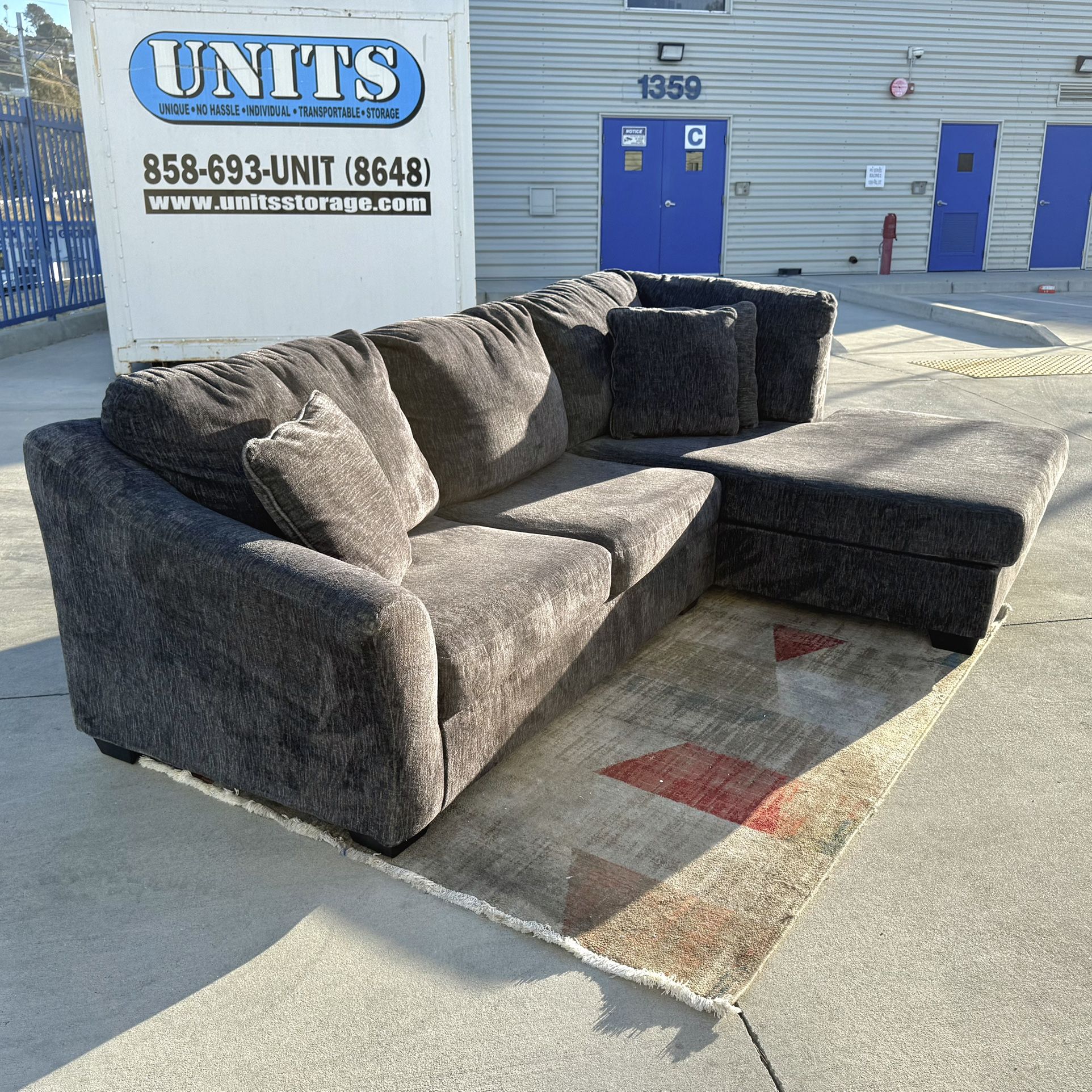 (Sold) Black Ashley Biddeford Microfiber Sectional Sofa with Right Chaise — 50% Off Retail Price