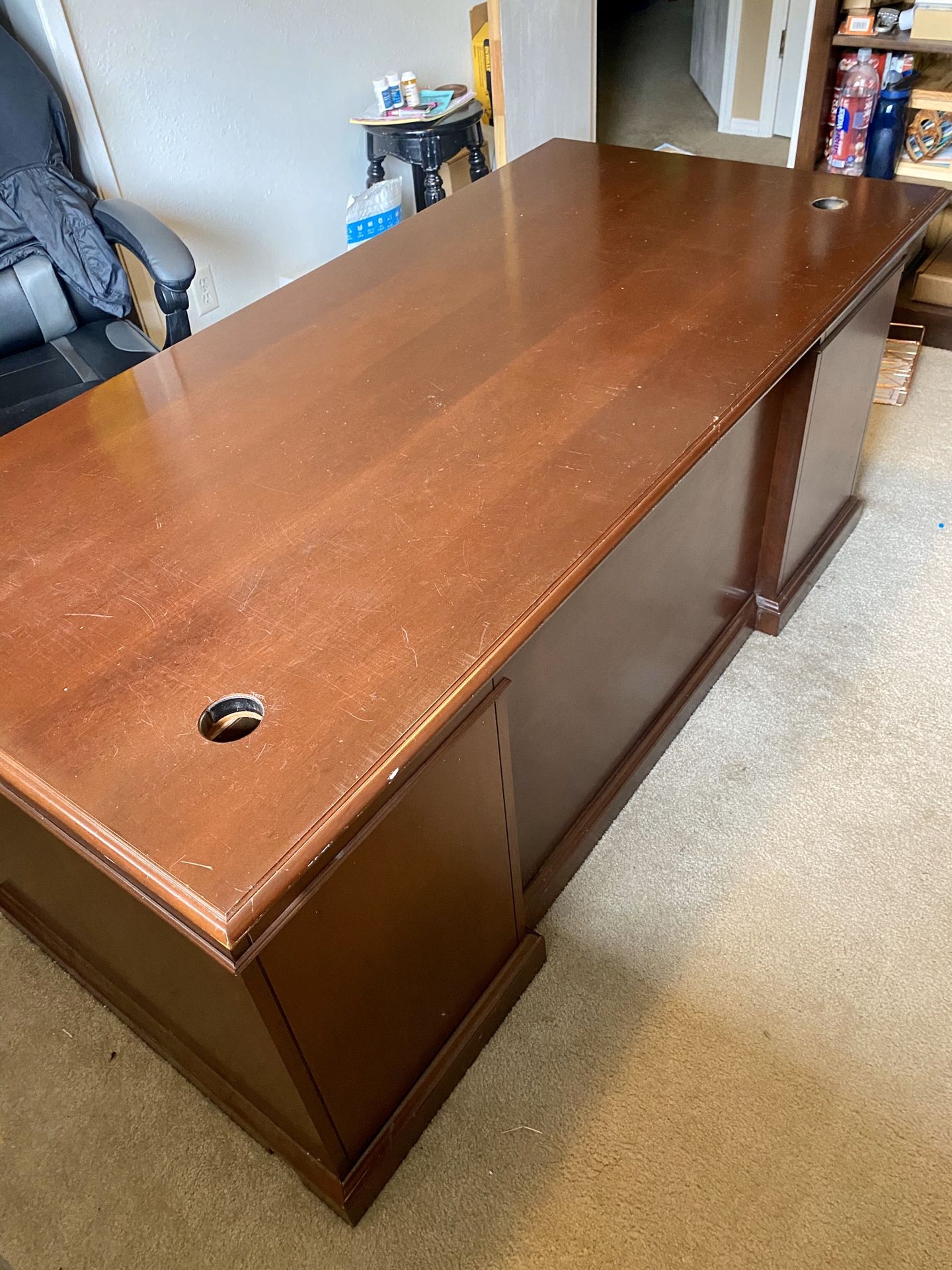 Large solid wood executive desk