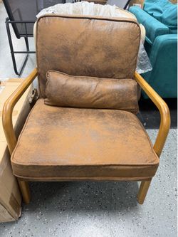 Accent Chair with Lumbar Pillow,Upholstered Lounge Chair with Padded Back and Seat Cushion