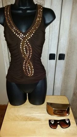 Beautiful halter top, Guess sunglasses & case