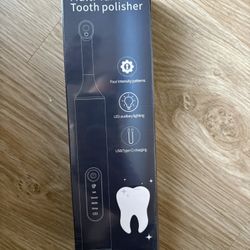 Tooth Polisher, Electric Rechargeable Teeth Polishing Kit with LED Auxiliary Light, 6 Brush Heads & 5 Polish Paste, 4 Modes, IPX6 Waterproof, Easy to 
