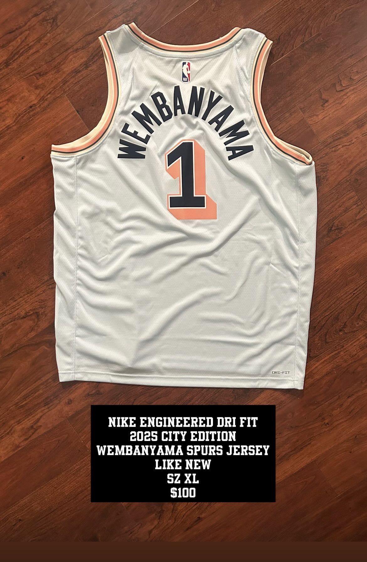Nike Engineered Wembanyama Spurs Jersey Like New Size XL