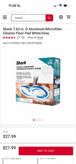 Shark 7.63 in. D Aluminum/Microfiber Cleaner Floor Pad White/Grey