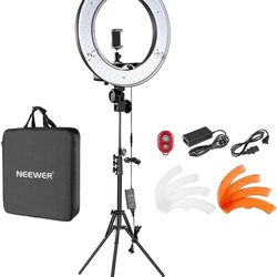 Neewer 18"/48cm LED Ring Light: 52W Dimmable LED Ringlight Makeup Selfie Light Ring with Stand/Soft Tube/Phone Holder/Filter for Camera Phone Photogra