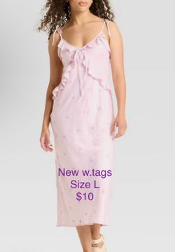 Women's Ruffle Maxi A-Line Dress - Wild Fable Light Pink, Size L, New W. Tags