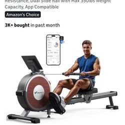 MERACH Rowing Machines for Home, Magnetic Rowino Machine with 16 Levels, Rower Machine of Ouiet Resistance. Dual Slide Rail with Max 350lbs Weight Cap