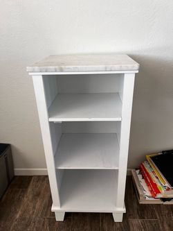 White end table with granite top