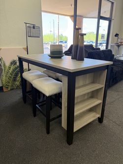 Counter height dining table with 4 stools