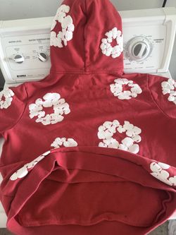 Red denim tear hoodie
