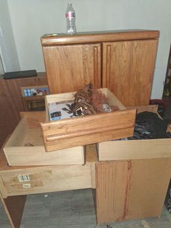 Oak Wood Dresser with Drawers