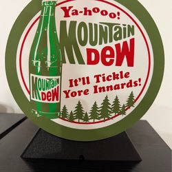 Letrero Retro Mountain Dew "Tickle Yore Innards" - Lámpara Decorativa Vintage de Refresco - Decoración para Man Cave, Bar o Cocina - Estilo Publicidad