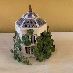 Ceramic Blue and White Bird Cage