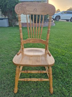 Pressed back oak dining chair