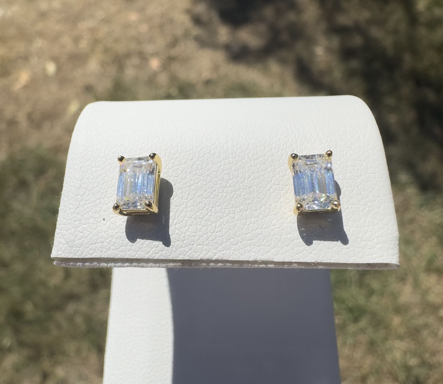 Moissanite 2 CTW Emerald Cut Earrings [Never worn before] 