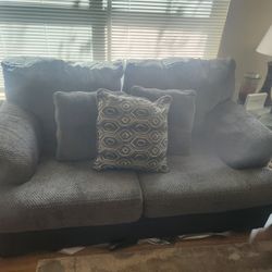 Grey and Black Sofa and Love Seat