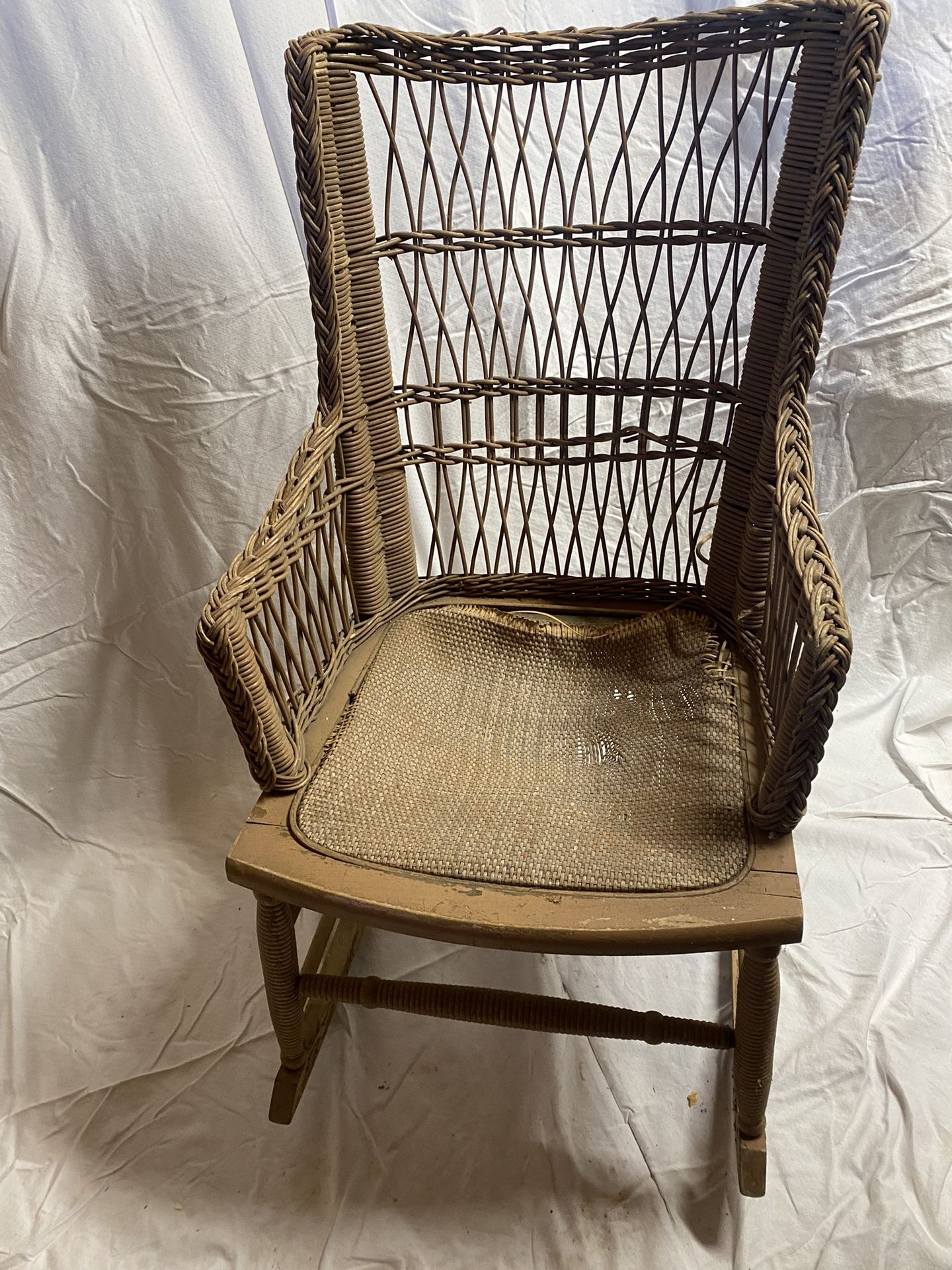 Antique Wicker & Wood Rocking Chair