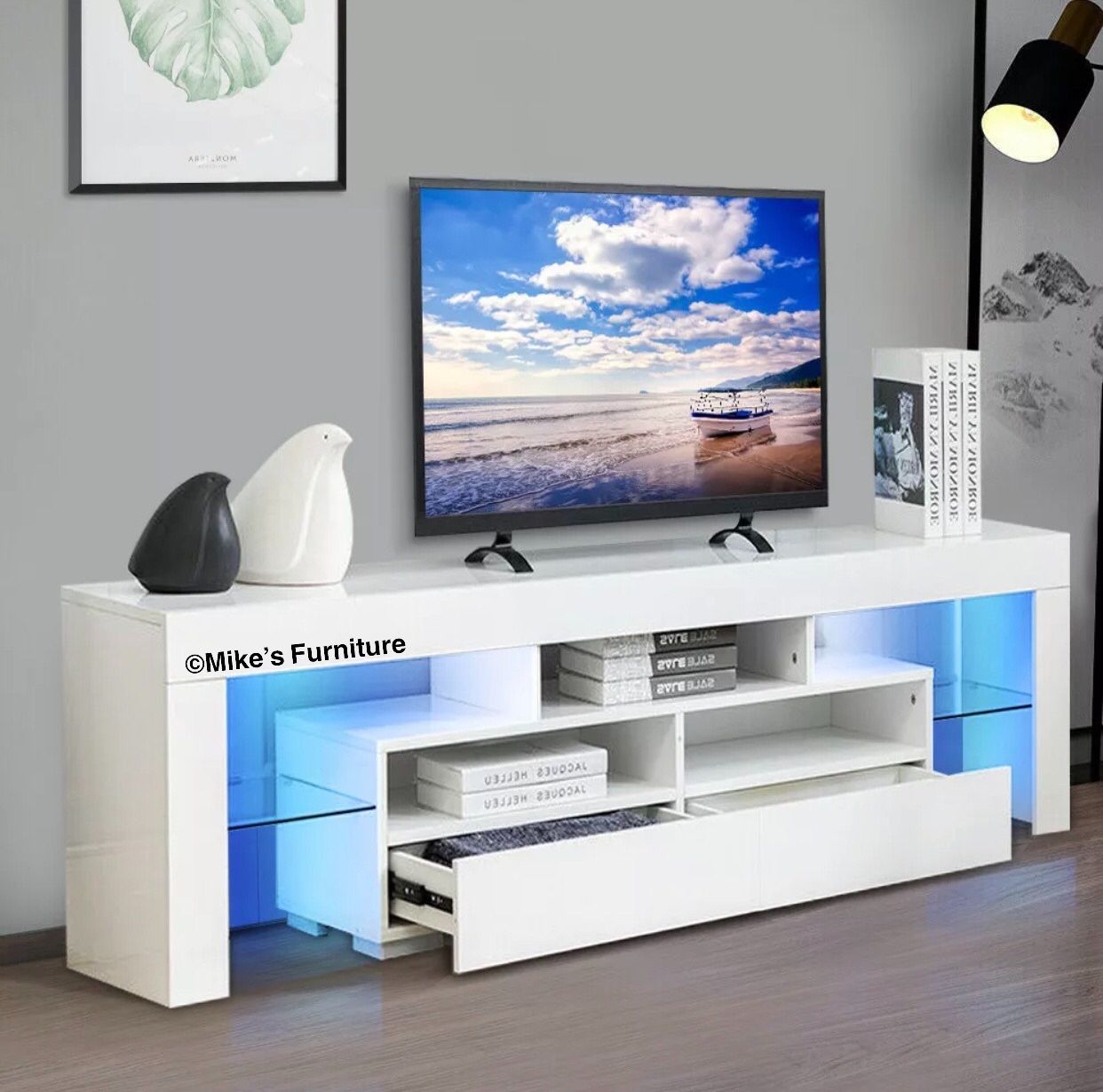 Brand new 63” TV stand entertainment center wall unit with L.E.D lights