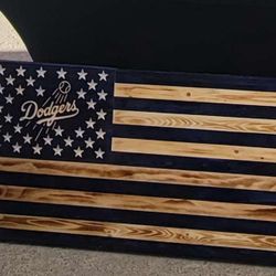 LA Dodgers Wood Flag