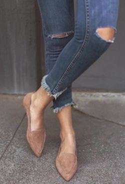 Lulus Women’s Flats Brown Oxford Loafers Camel Suede Pointed Toe New Size 6.5