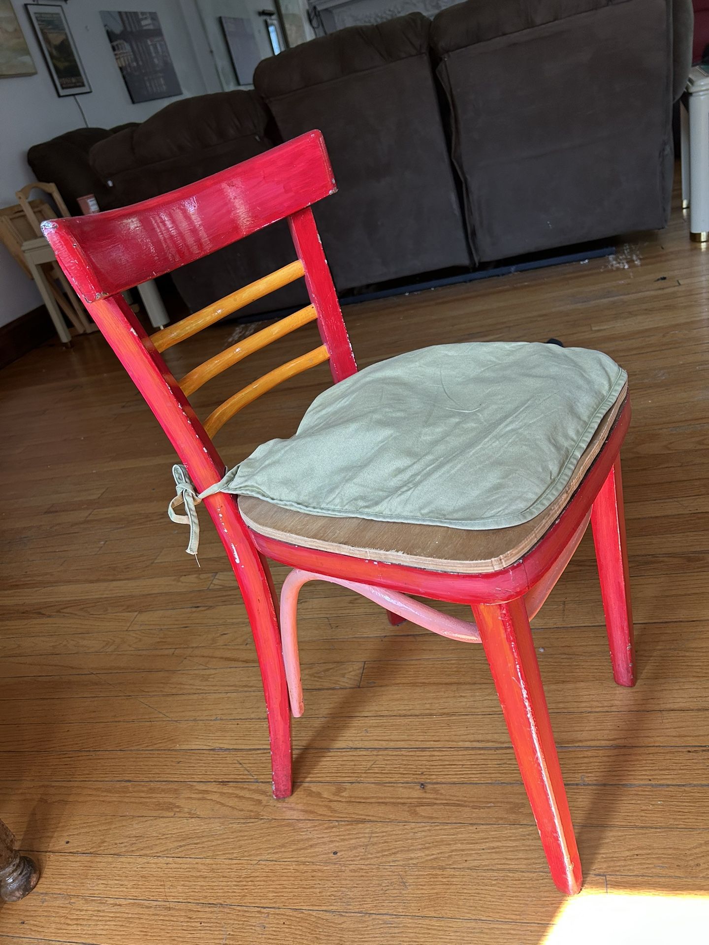 Cute Little Red Multicolor Chair With Cushion