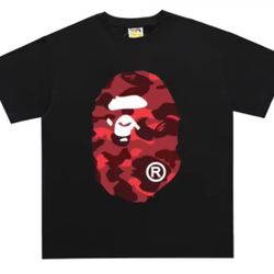 Bape Color Camo Big Ape Head Tee Black & Red Size Large