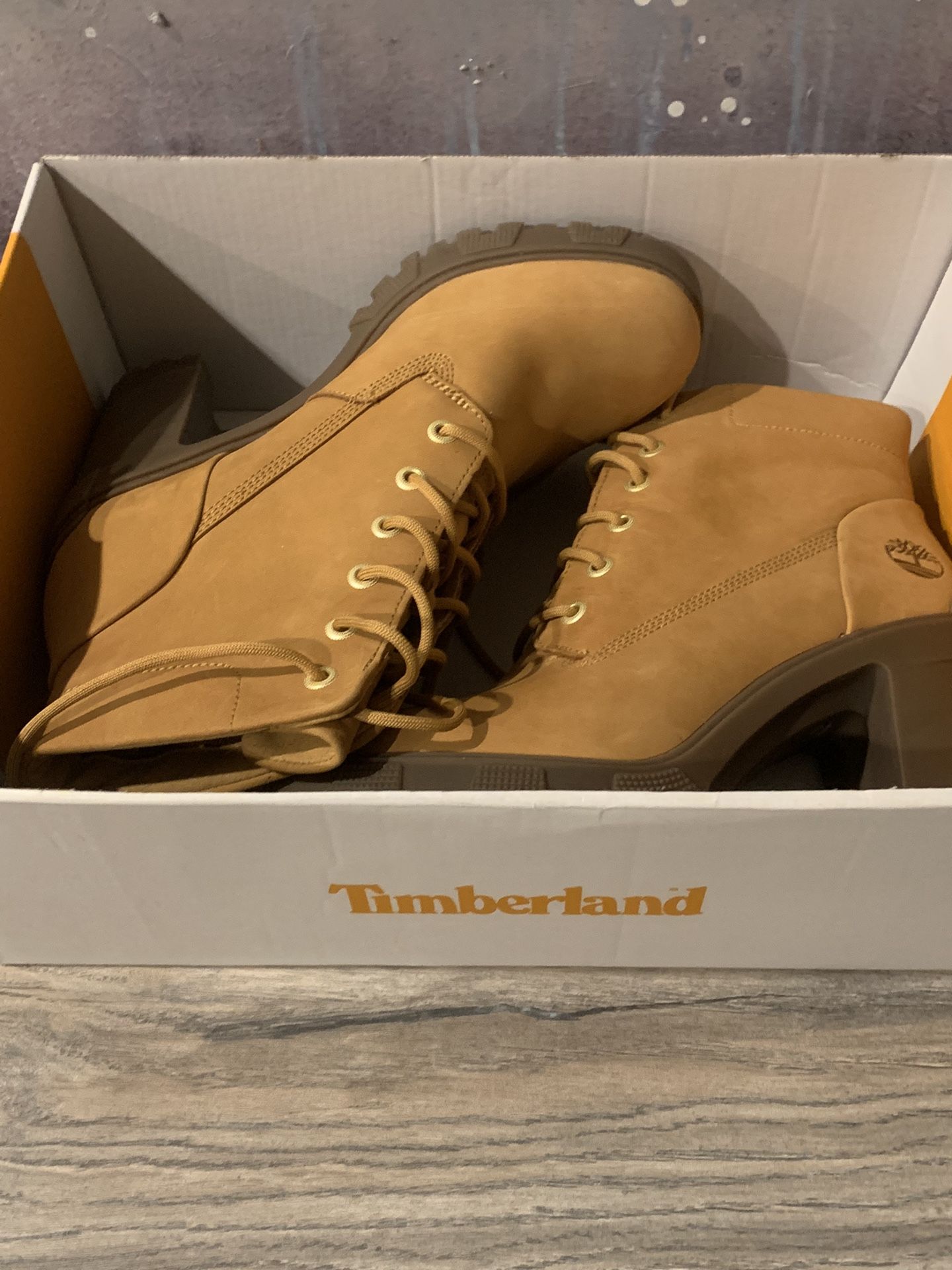 🤎 NEW Timberland Alligton Lace-up Bootie, Timberland Boots, Timberland Leather High Heel Booties, Timberland Lace-up Boots Size 9, Classic Timberland