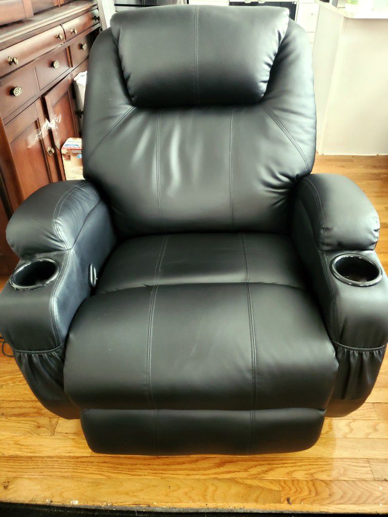 Recliner Massage Chair for Elderly and Adults, PU Leather Manual Recliner Chair, 360° Swivel
