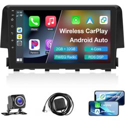 Leadfan Android Car Stereo for Honda Civic 2016 2017 2018 2019 2020 2021 Radio Wireless Carplay Android Auto, 9 Inch IPS Civic Touch Screen Head Unit 