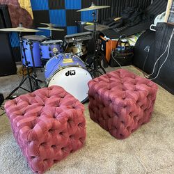 Purple Tufted Footstools (2)