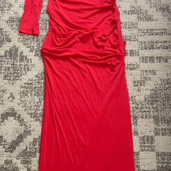 NWT Nicole Miller one shoulder dress with thigh slit in red size 10   