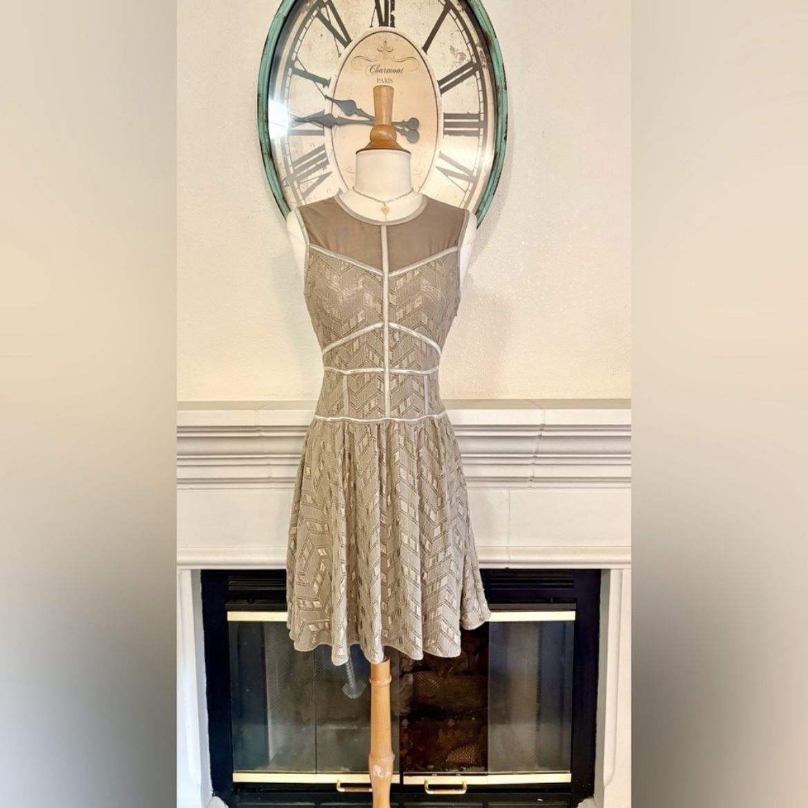 Of Two Minds Adorable Tan Lace Dress
