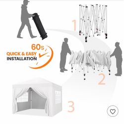 10x10 Pop Up Canopy Tent with Window Sidewalls, Easy up Canopy Vendor Tent with 400D Oxford Fabric for Patio Backyard Vendor Outdoor Events,