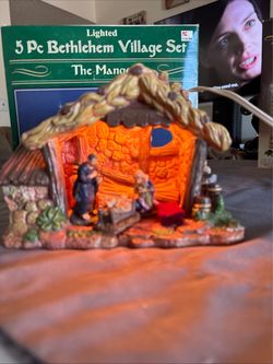 Vintage K-Mart Bethlehem Series The Manger Lighted NATIVITY 4PC wBOX