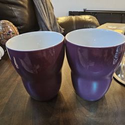 STARBUCKS 2008 AIDA Double Walled Cup Coffee Tea Mug No Handle RED Set of 2