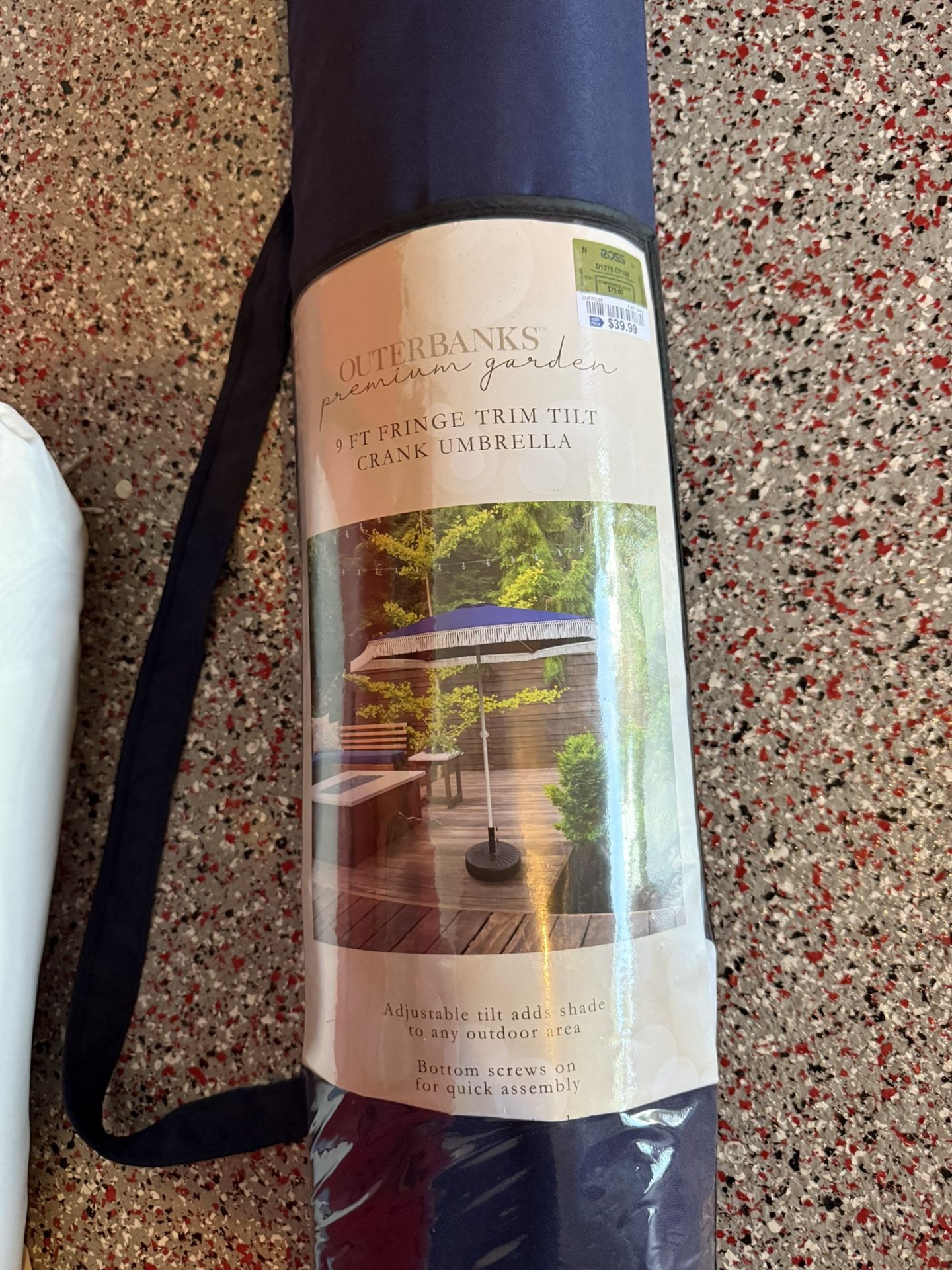 9ft Fringe Trim Tilt Crank Umbrella