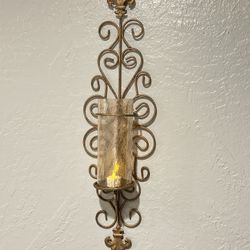 Home interiors Gold Aged Wall Sconce with amber crackled glass