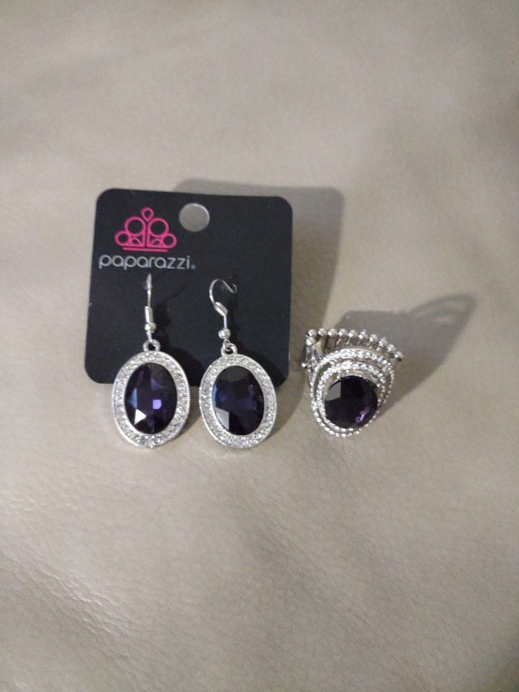 Purple Ring And Earrings 