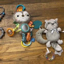 Stroller car seat toy lot bight starts sloth raccoon nuby teether chain activity