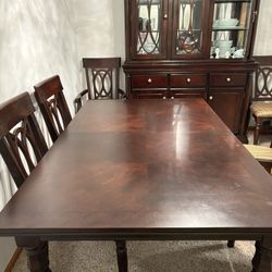 Dining Room Set, Includes Table And Chairs, China Cabinet ( Not The Contents) And Buffet