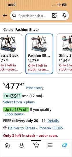 SyTiry Foldable treadmill - up to 9mph - 10in screen - speakers - Wifi - incline