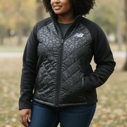 New Balance Fleece Jacket Women’s Size XL Quilted Puffer Sweatshirt Full Zip Front 