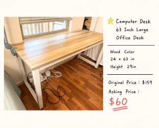 Computer Desk 63 Inch Large Office Desk
