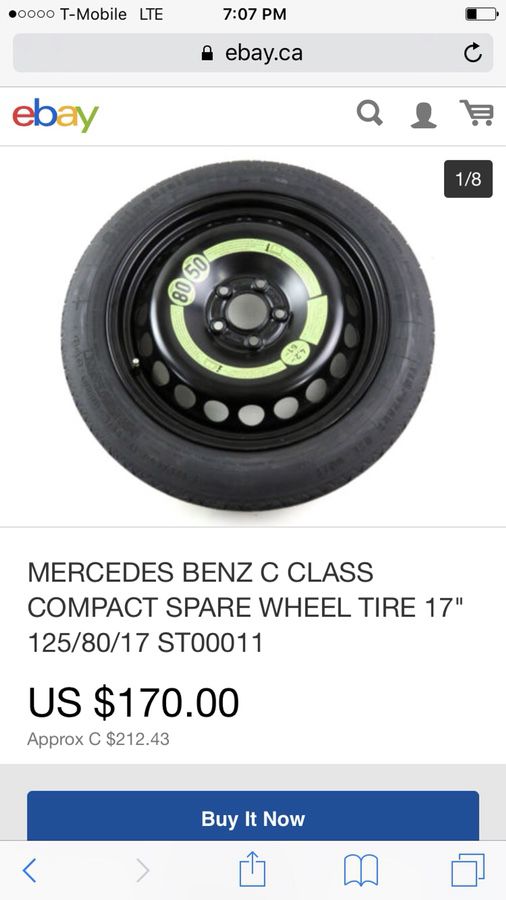 Mercedes Benz spare wheel tire 125/80/17