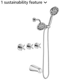 gotonovo 3 Handle Tub Shower Faucet Set, Dual Shower Head and Handle Set, Bathtub and Shower Faucet Combo,Shower System with Tub Spout,Wall Mount Tub