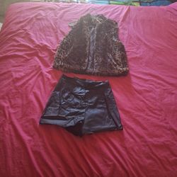 Cheetah Print Faux Fur Vest And Windsor Shorts 